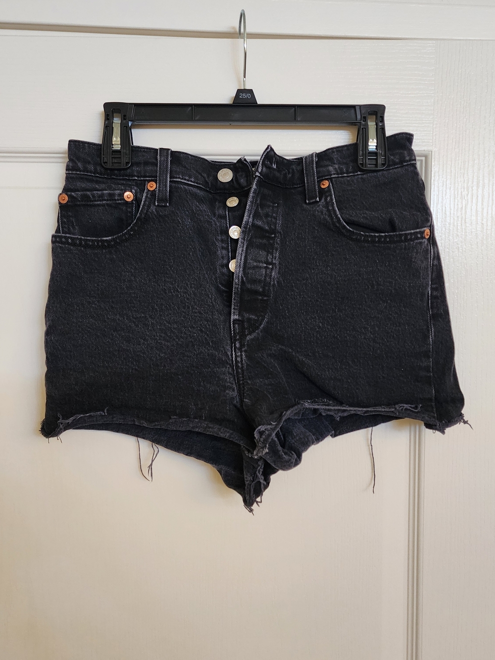 Levi's Ribcage Black Denim Cutoff Shorts